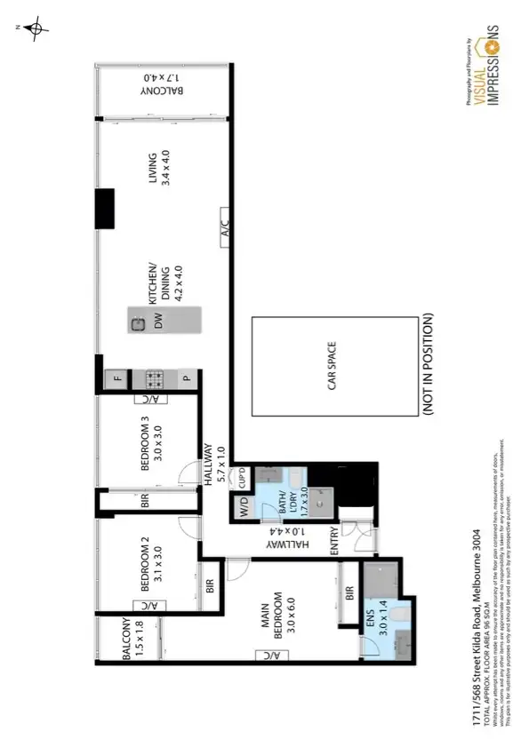 Floorplan of Homely apartment listing, 1711/568 St Kilda Road, Melbourne VIC 3004
