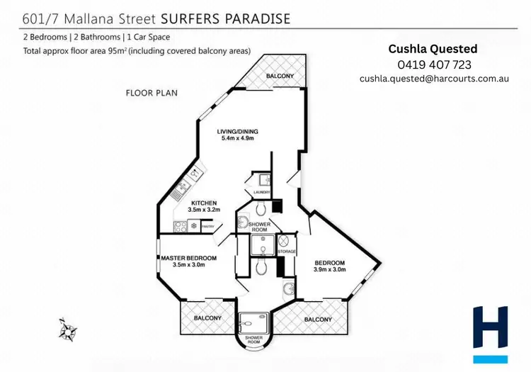 Floorplan of Homely apartment listing, 601/7 Mallana Street, Surfers Paradise QLD 4217