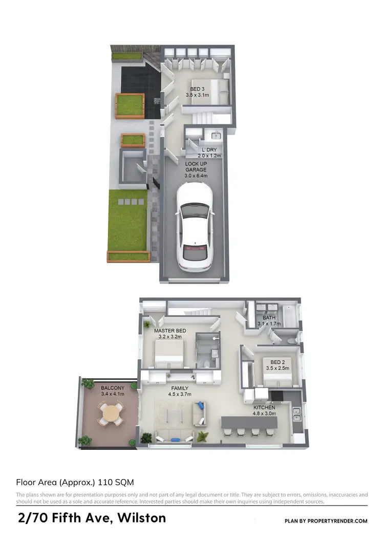 Floorplan of Homely townhouse listing, 2/70 Fifth Avenue, Wilston QLD 4051