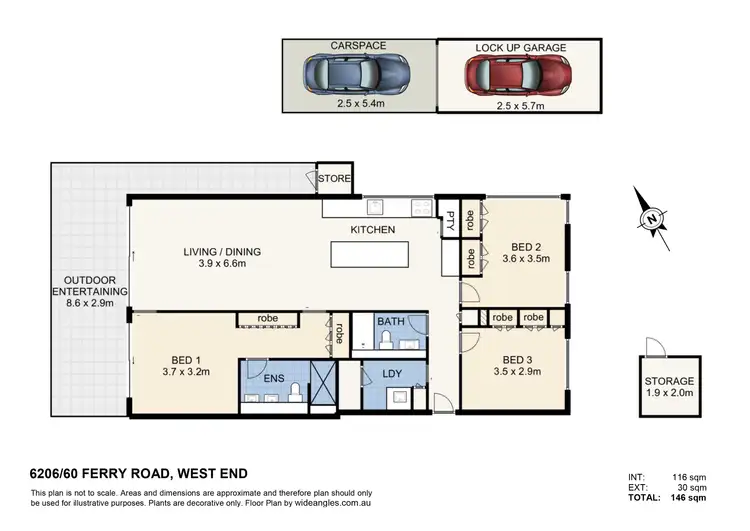 Floorplan of Homely apartment listing, 6206/60 Ferry Road, West End QLD 4101