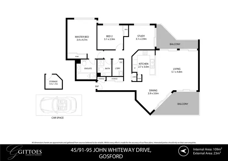 Floorplan of Homely unit listing, 45/91-95 John Whiteway Drive, Gosford NSW 2250