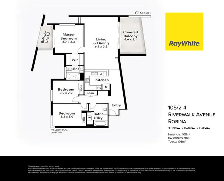 Floorplan of Homely apartment listing, 105/2-4 Riverwalk Avenue, Robina QLD 4226