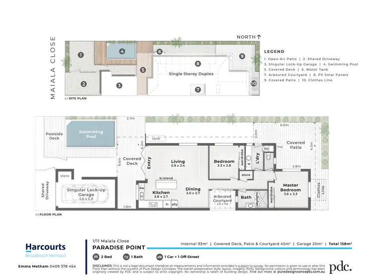 Floorplan of Homely semi-detached listing, 1/11 Maiala Close, Paradise Point QLD 4216