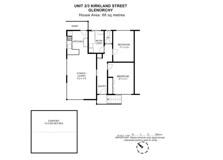 Floorplan of Homely unit listing, 2/3 Kirkland Street, Glenorchy TAS 7010