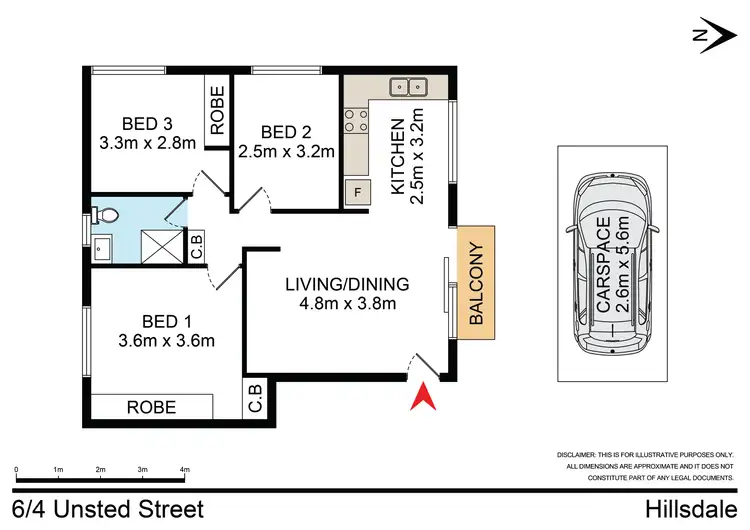 Floorplan of Homely apartment listing, 6/4 Unsted Crescent, Hillsdale NSW 2036
