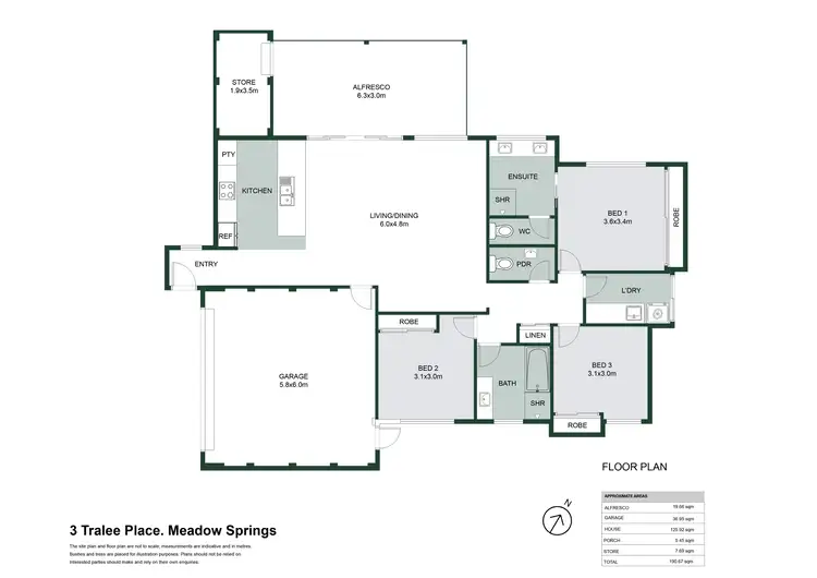 Floorplan of Homely house listing, 3 Tralee Place, Meadow Springs WA 6210