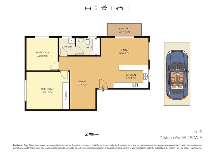 Floorplan of Homely unit listing, 6/7 Nilson Avenue, Hillsdale NSW 2036