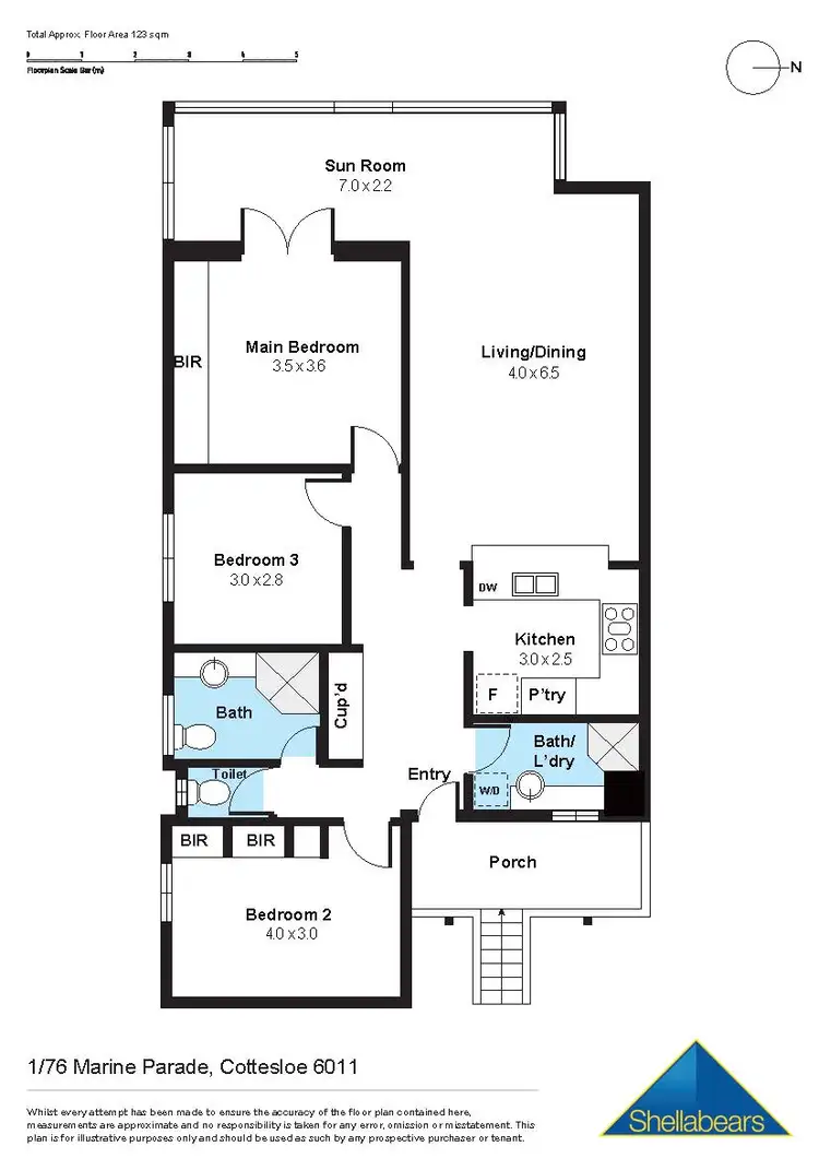 Floorplan of Homely unit listing, 1/76 Marine Parade, Cottesloe WA 6011