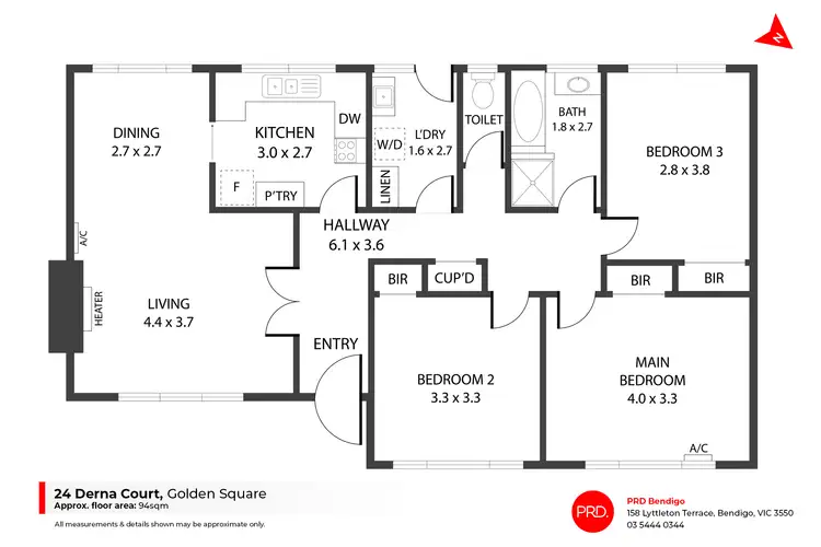 Floorplan of Homely house listing, 24 Derna Court, Golden Square VIC 3555