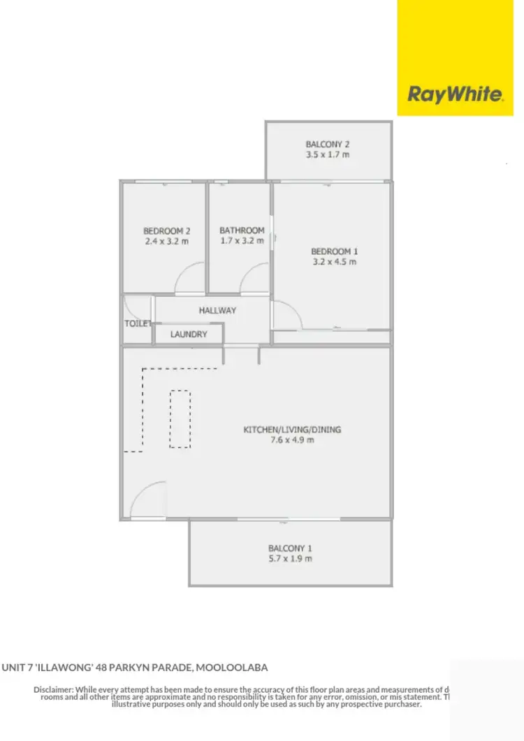 Floorplan of Homely unit listing, 7/48 Parkyn Parade, Mooloolaba QLD 4557