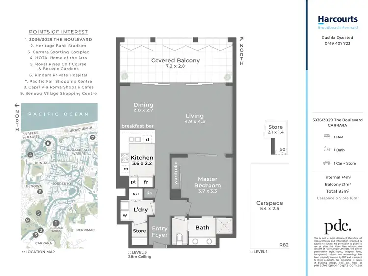 Floorplan of Homely unit listing, 3036/3029 The Boulevarde, Carrara QLD 4211
