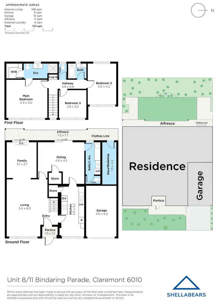Floorplan of Homely townhouse listing, 8/11 Bindaring Parade, Claremont WA 6010