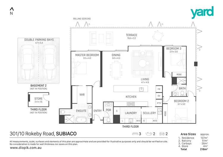 Floorplan of Homely apartment listing, 301/10 Rokeby Road, Subiaco WA 6008