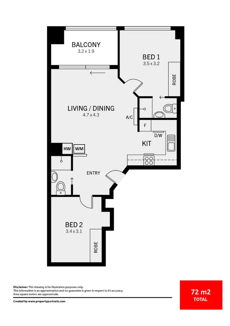 Floorplan of Homely apartment listing, 187/65 King William Street (Tower Apartments), Adelaide SA 5000