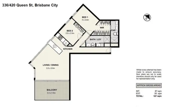 Floorplan of Homely apartment listing, 336/420 Queen Street, Brisbane City QLD 4000