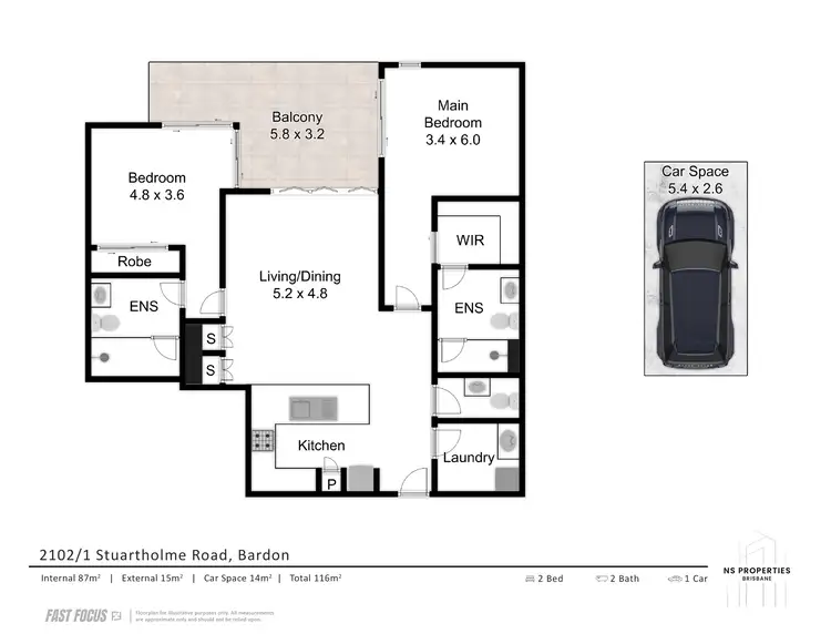 Floorplan of Homely apartment listing, 2102/1 Stuartholme Road, Bardon QLD 4065