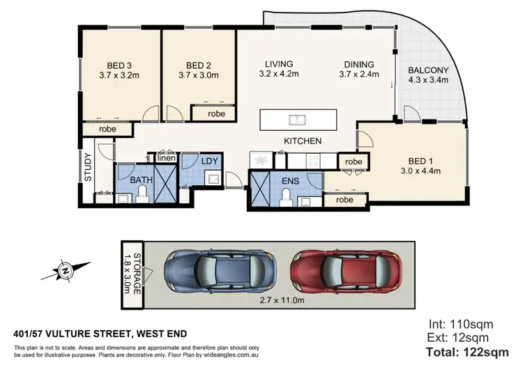 Floorplan of Homely apartment listing, 401/57 Vulture Street, West End QLD 4101