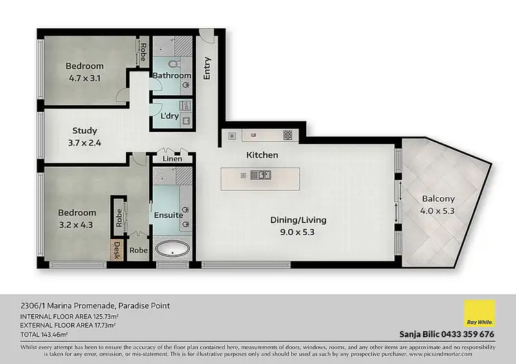 Floorplan of Homely apartment listing, 2306/1 Marina Promenade, Paradise Point QLD 4216