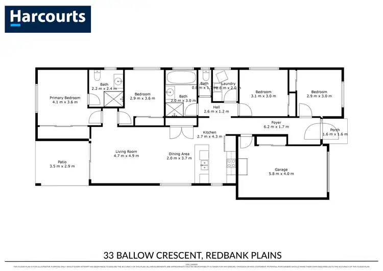 Floorplan of Homely house listing, 33 Ballow Crescent, Redbank Plains QLD 4301
