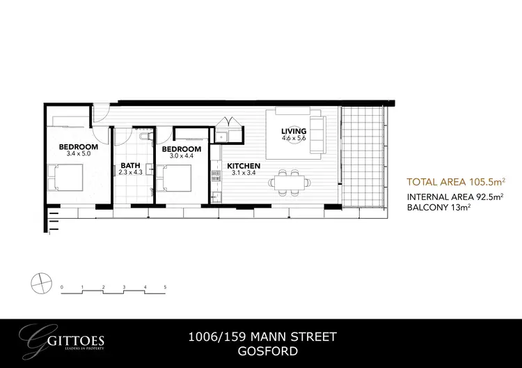 Floorplan of Homely apartment listing, 1006/159 Mann Street, Gosford NSW 2250