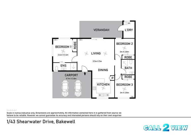 Floorplan of Homely semi-detached listing, 1/43 Shearwater Drive, Bakewell NT 832