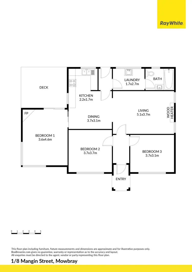 Floorplan of Homely unit listing, 1/8 Mangin Street, Mowbray TAS 7248