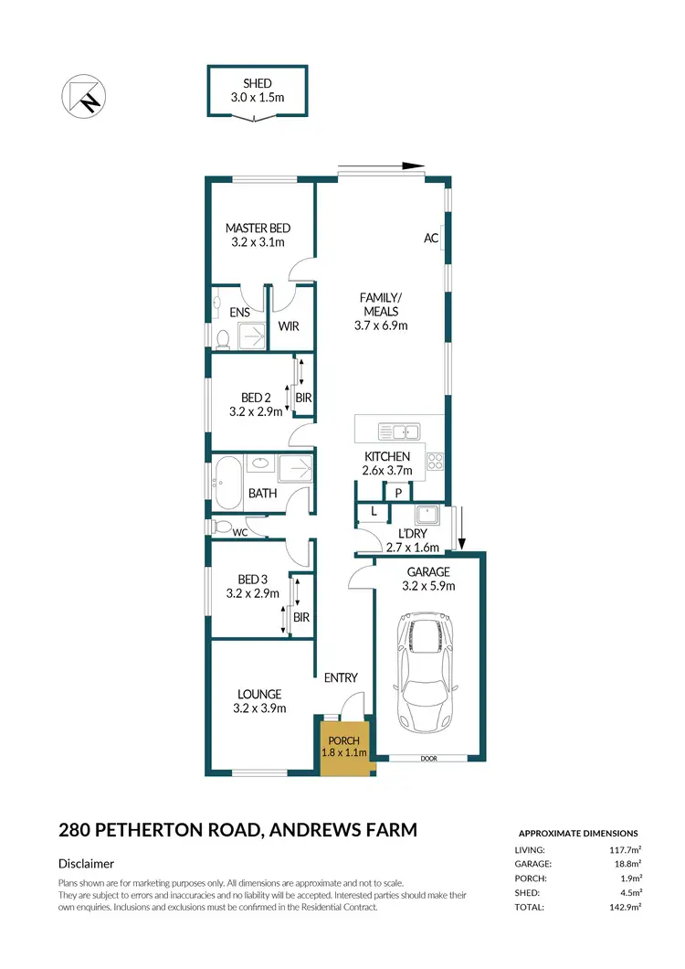 Floorplan of Homely house listing, 280 Petherton Road, Andrews Farm SA 5114