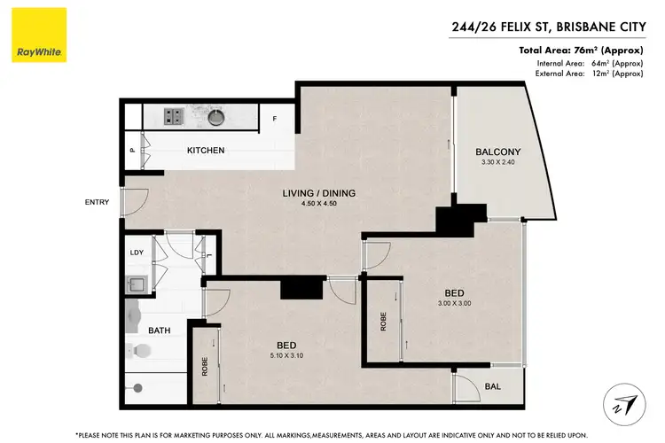 Floorplan of Homely apartment listing, 244/26 Felix Street, Brisbane City QLD 4000