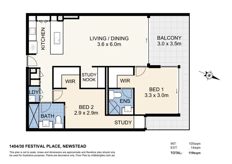 Floorplan of Homely apartment listing, 1404/30 Festival Place, Newstead QLD 4006
