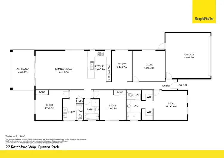 Floorplan of Homely house listing, 22 Retchford Way, Queens Park WA 6107