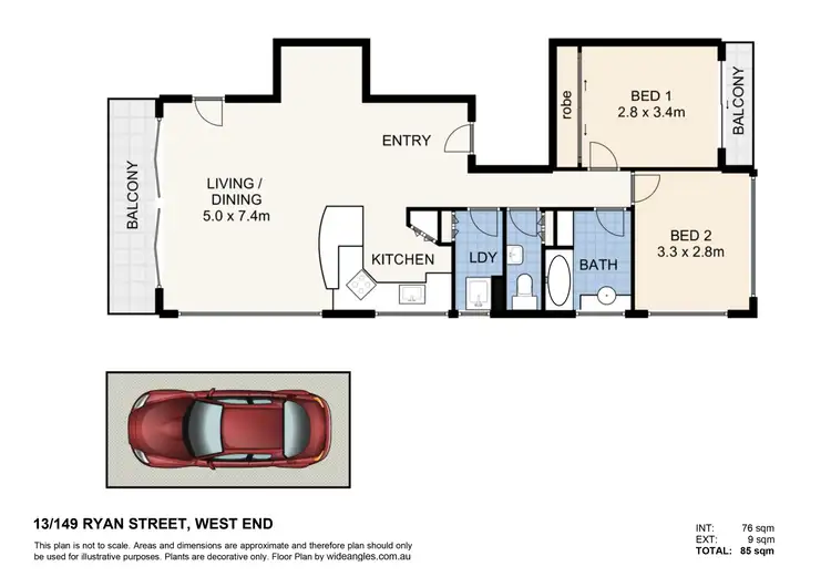 Floorplan of Homely apartment listing, 13/149 Ryan Street, West End QLD 4101
