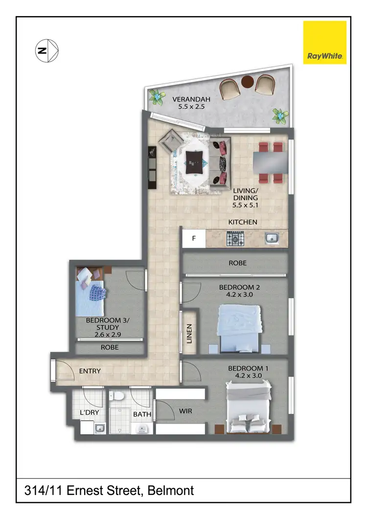 Floorplan of Homely apartment listing, 314/11 Ernest Street, Belmont NSW 2280