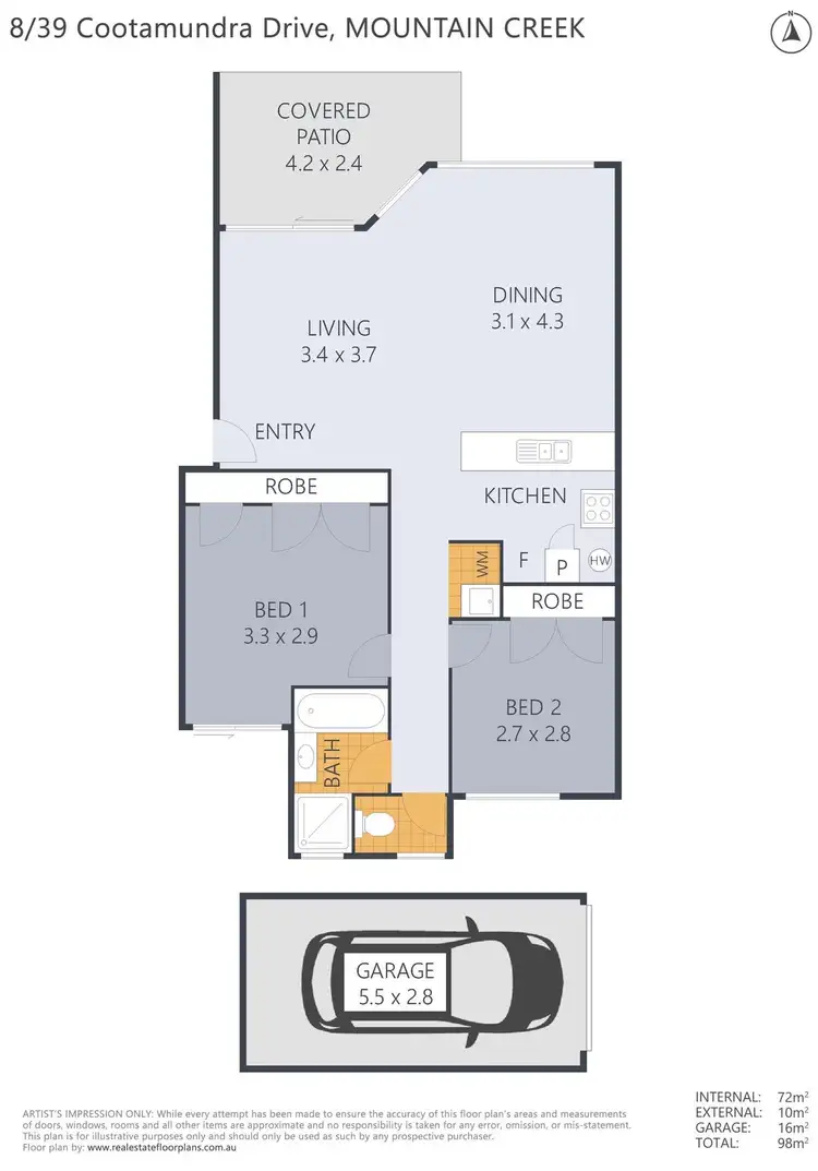 Floorplan of Homely unit listing, 8/39-43 Cootamundra Drive, Mountain Creek QLD 4557