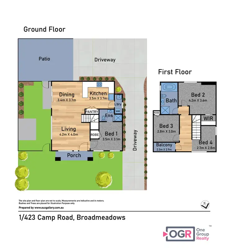 Floorplan of Homely townhouse listing, 1/423 Camp Road, Broadmeadows VIC 3047