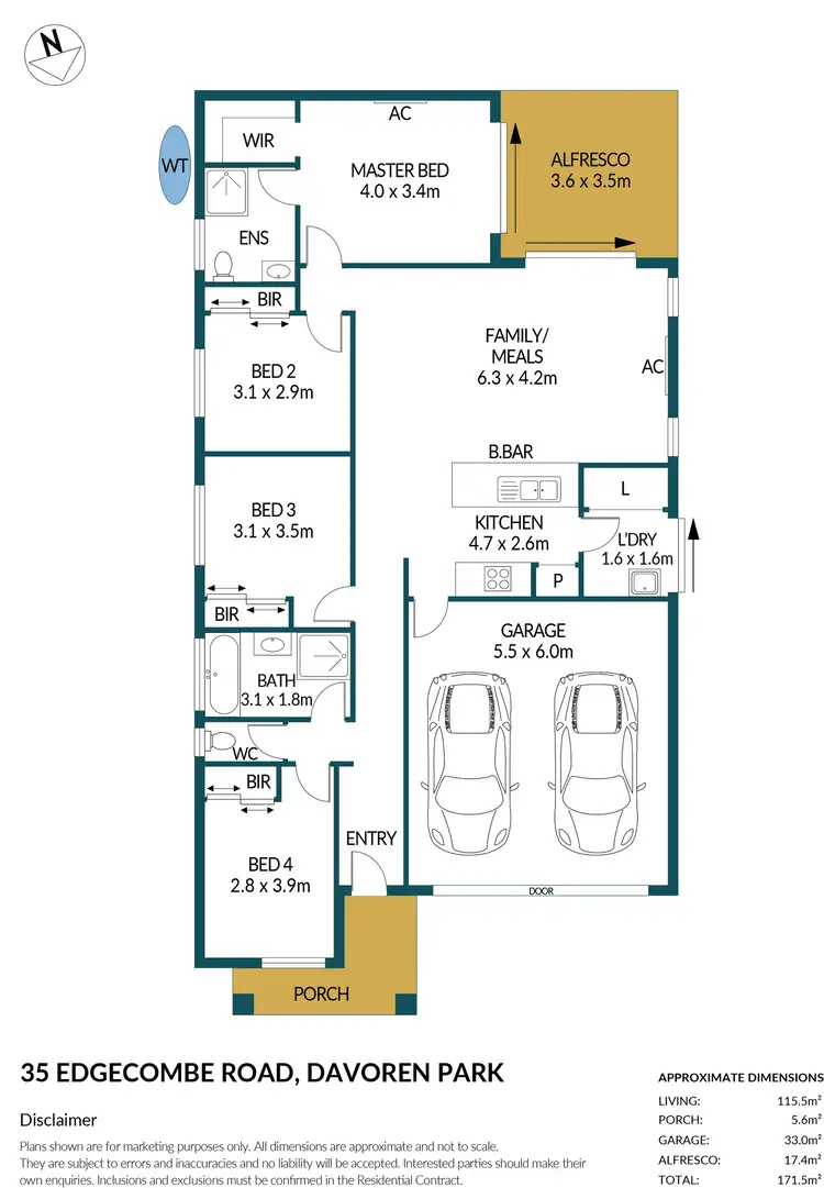 Floorplan of Homely house listing, 35 Edgecombe Road, Davoren Park SA 5113