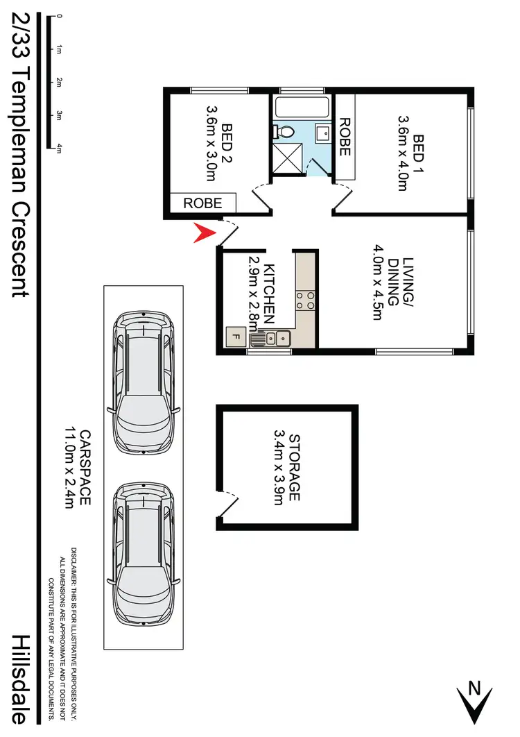 Floorplan of Homely unit listing, 2/33 Templeman Crescent, Hillsdale NSW 2036