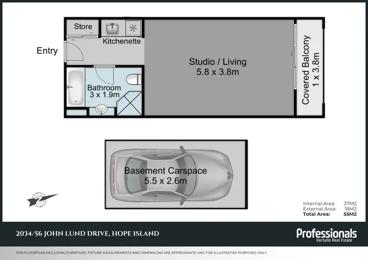 Floorplan of Homely studio listing, 2034/56 John Lund Drive, Hope Island QLD 4212