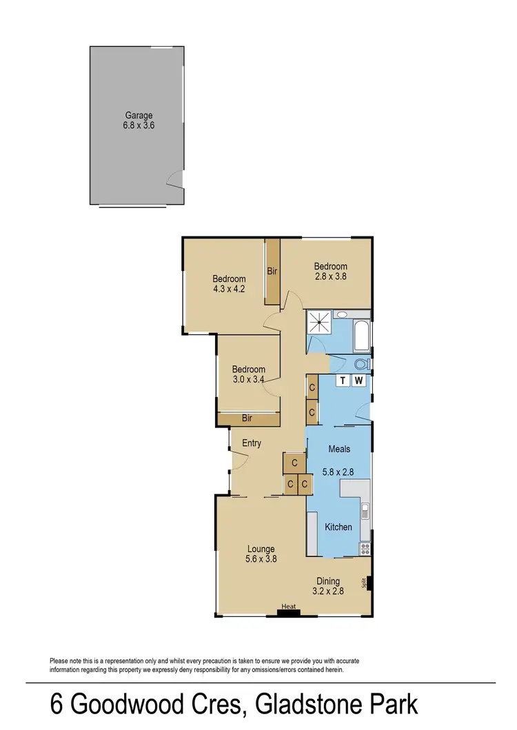 Floorplan of Homely house listing, 6 Goodwood Crescent, Gladstone Park VIC 3043