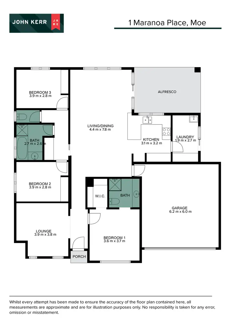 Floorplan of Homely house listing, 1 Maranoa Place, Moe VIC 3825