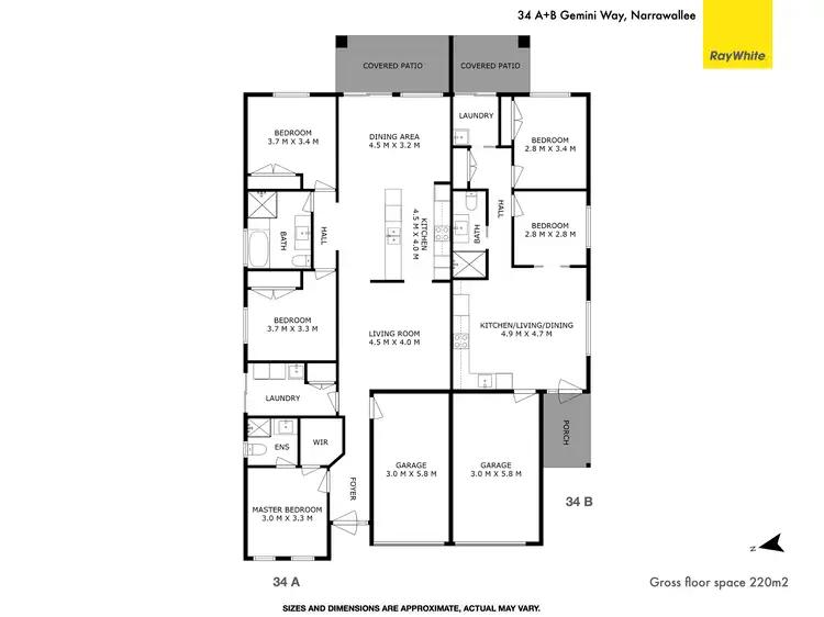 Floorplan of Homely semi-detached listing, 34 Gemini Way, Narrawallee NSW 2539