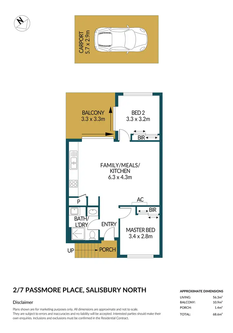 Floorplan of Homely house listing, 2/7 Passmore Place, Salisbury North SA 5108