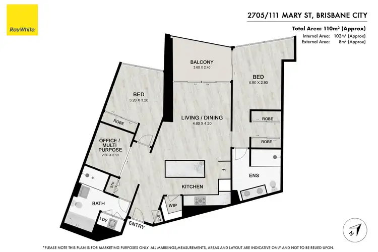 Floorplan of Homely apartment listing, 2705/111 Mary Street, Brisbane City QLD 4000