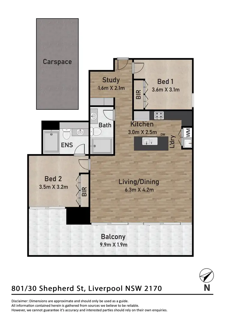 Floorplan of Homely unit listing, 801/30 Shepherd Street, Liverpool NSW 2170