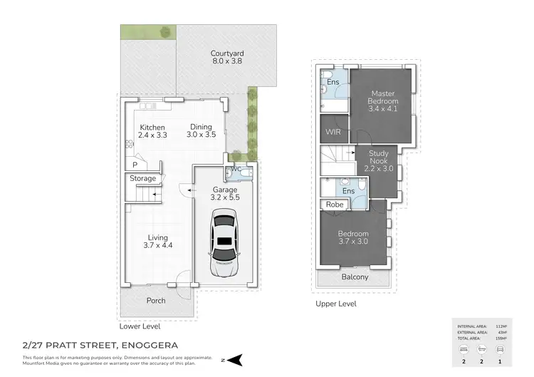 Floorplan of Homely townhouse listing, 2/27 Pratt Street, Enoggera QLD 4051