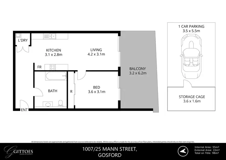 Floorplan of Homely unit listing, 1007/25 Mann Street, Gosford NSW 2250