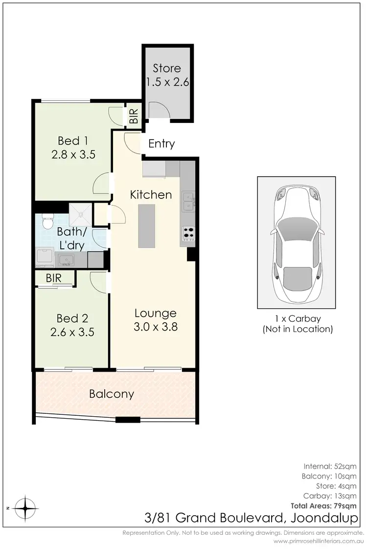 Floorplan of Homely unit listing, 3/81 Grand Blvd, Joondalup WA 6027