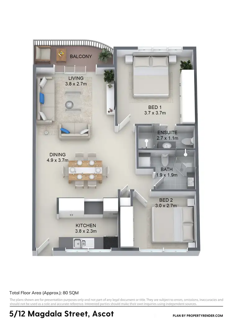 Floorplan of Homely unit listing, 5/12 Magdala Street, Ascot QLD 4007