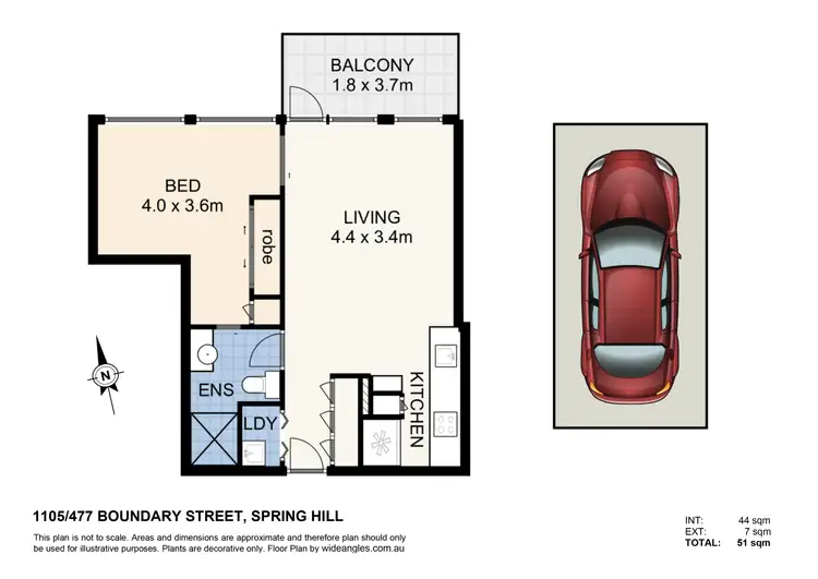 Floorplan of Homely apartment listing, 1105/477 Boundary Street, Spring Hill QLD 4000
