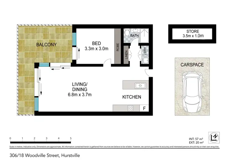 Floorplan of Homely apartment listing, 306/18 Woodville Street, Hurstville NSW 2220