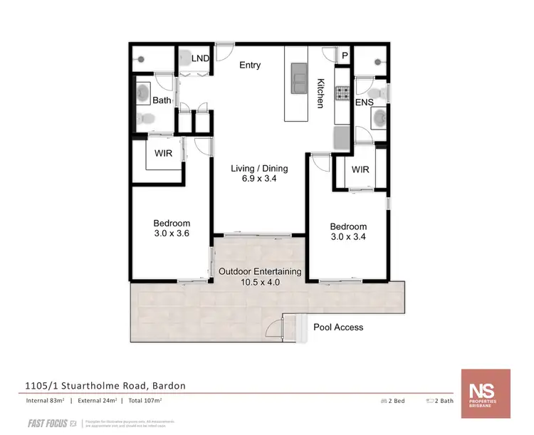 Floorplan of Homely apartment listing, 1105/1 Stuartholme Road, Bardon QLD 4065